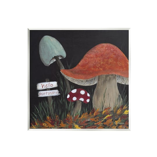 Stupell Industries Hello Autumn Woodland Mushroom Forest Wall Plaque Art